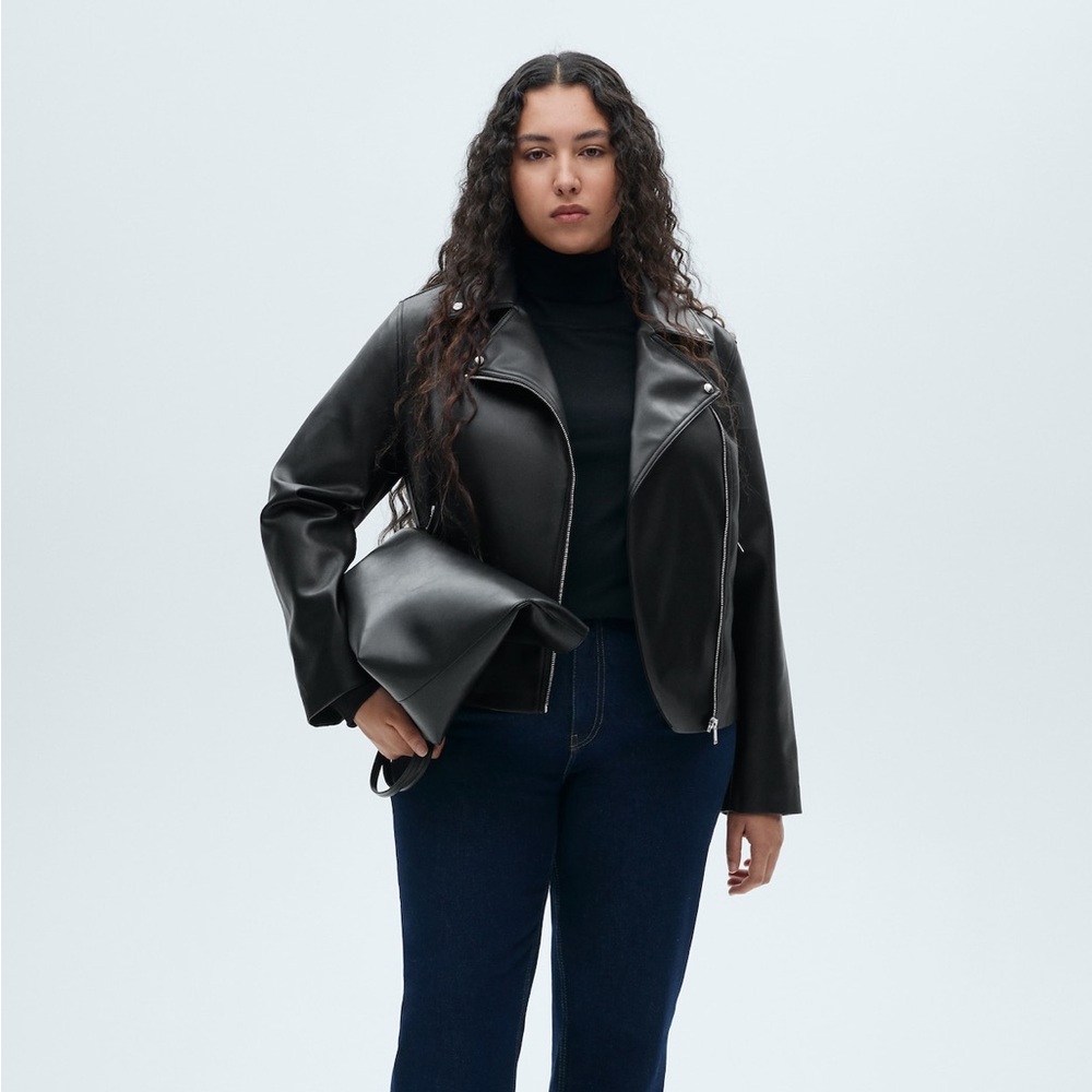 Mango Leather Effect Biker Jacket - image 2